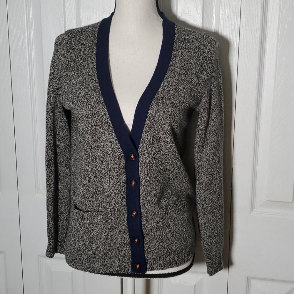 Madewell Gray and Navy Cardigan Sweater